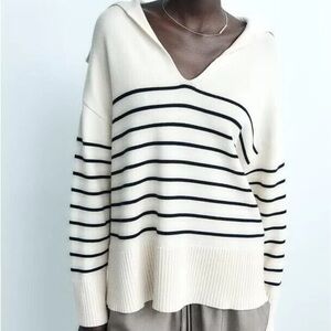 Striped Sweater Zara - navy and white